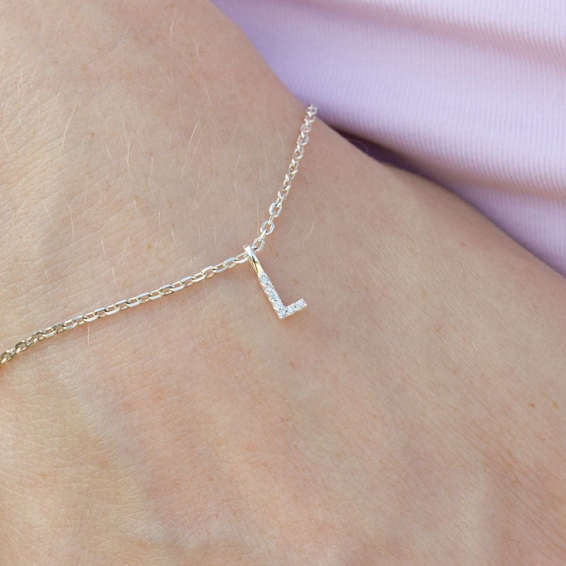 Crystal Initial Dainty Chain Bracelet - MYLEE London