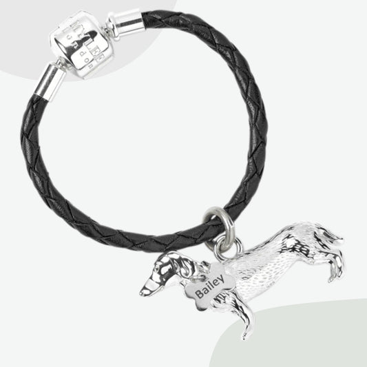 Dachshund Silver Keyring - Personalised - MYLEE London