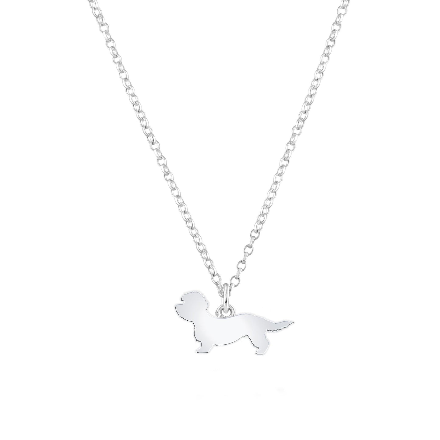 Dandie Dinmont Terrier Silhouette Silver Necklace - Personalised - MYLEE London