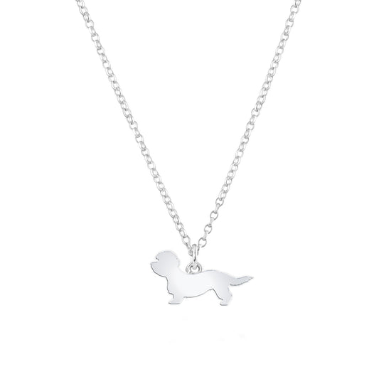Dandie Dinmont Terrier Silhouette Silver Necklace - Personalised - MYLEE London