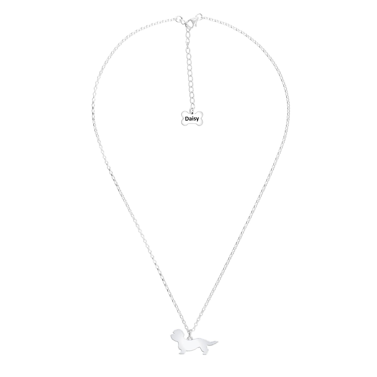 Dandie Dinmont Terrier Silhouette Silver Necklace - Personalised - MYLEE London