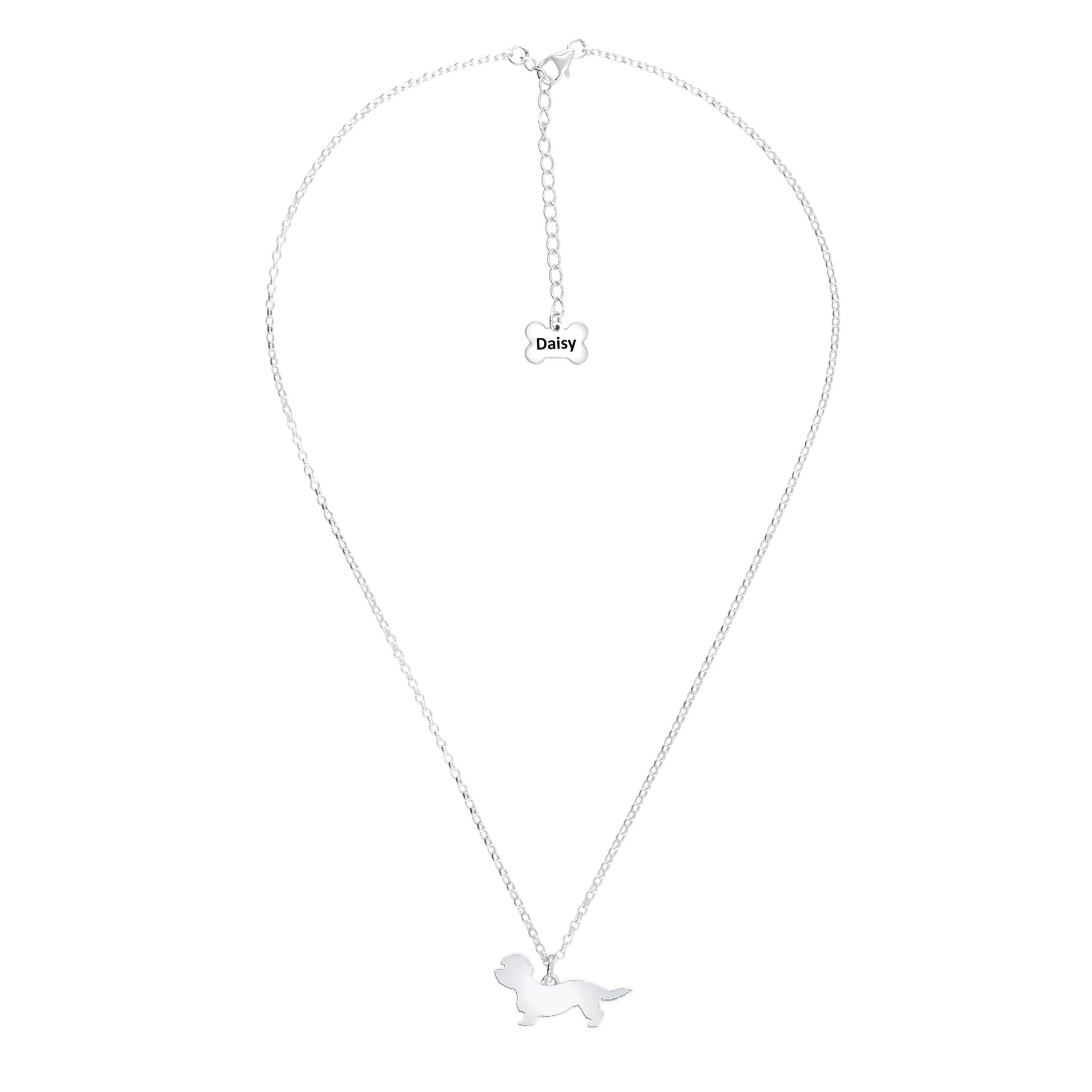 Dandie Dinmont Terrier Silhouette Silver Necklace - Personalised - MYLEE London
