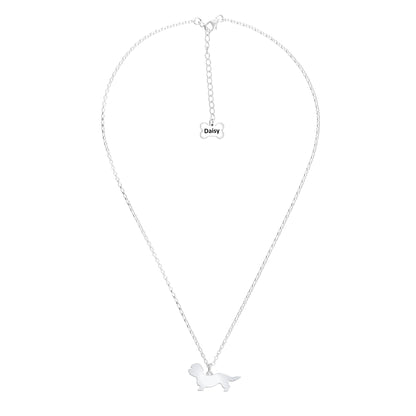 Dandie Dinmont Terrier Silhouette Silver Necklace - Personalised - MYLEE London