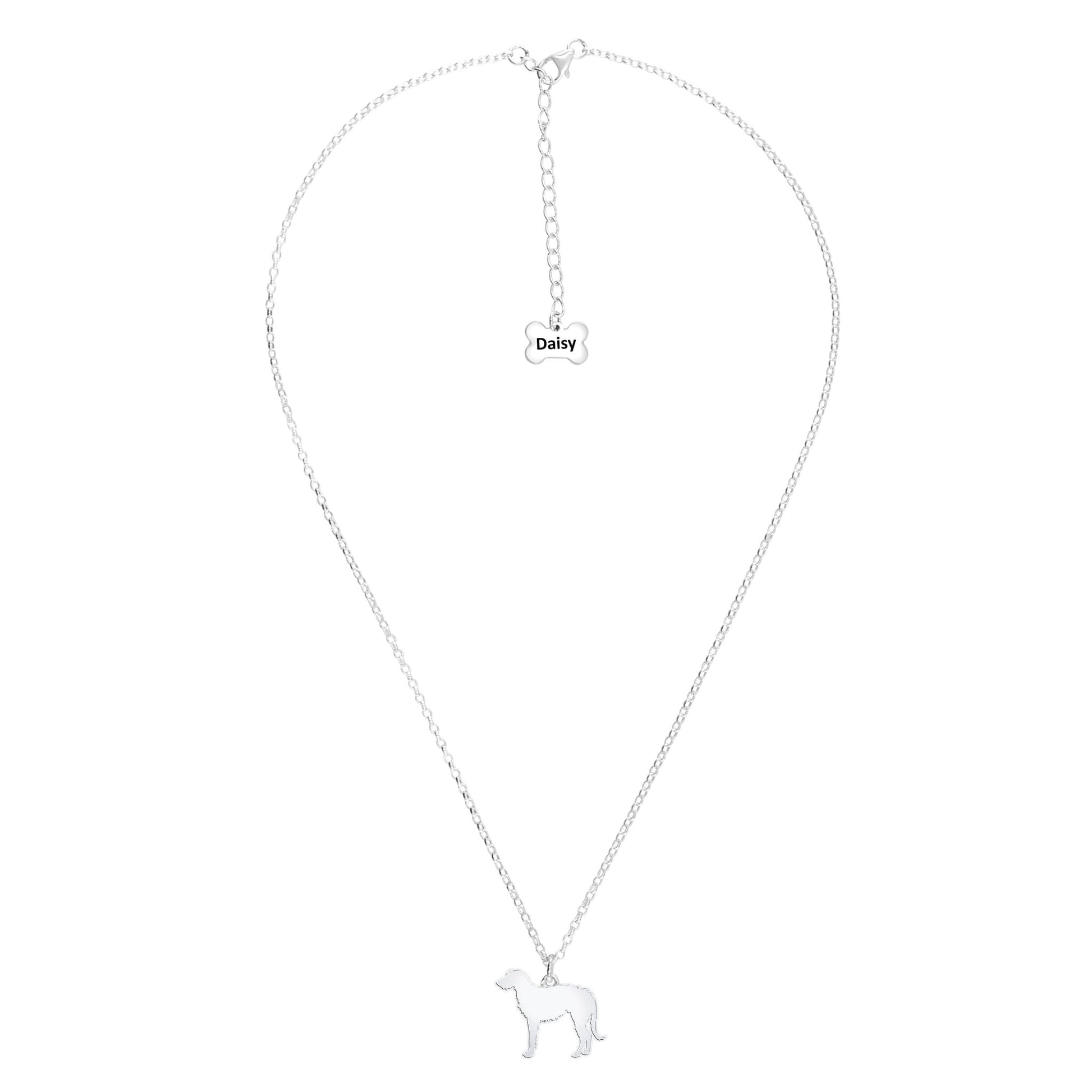 Deerhound Silhouette Silver Necklace - Personalised - MYLEE London