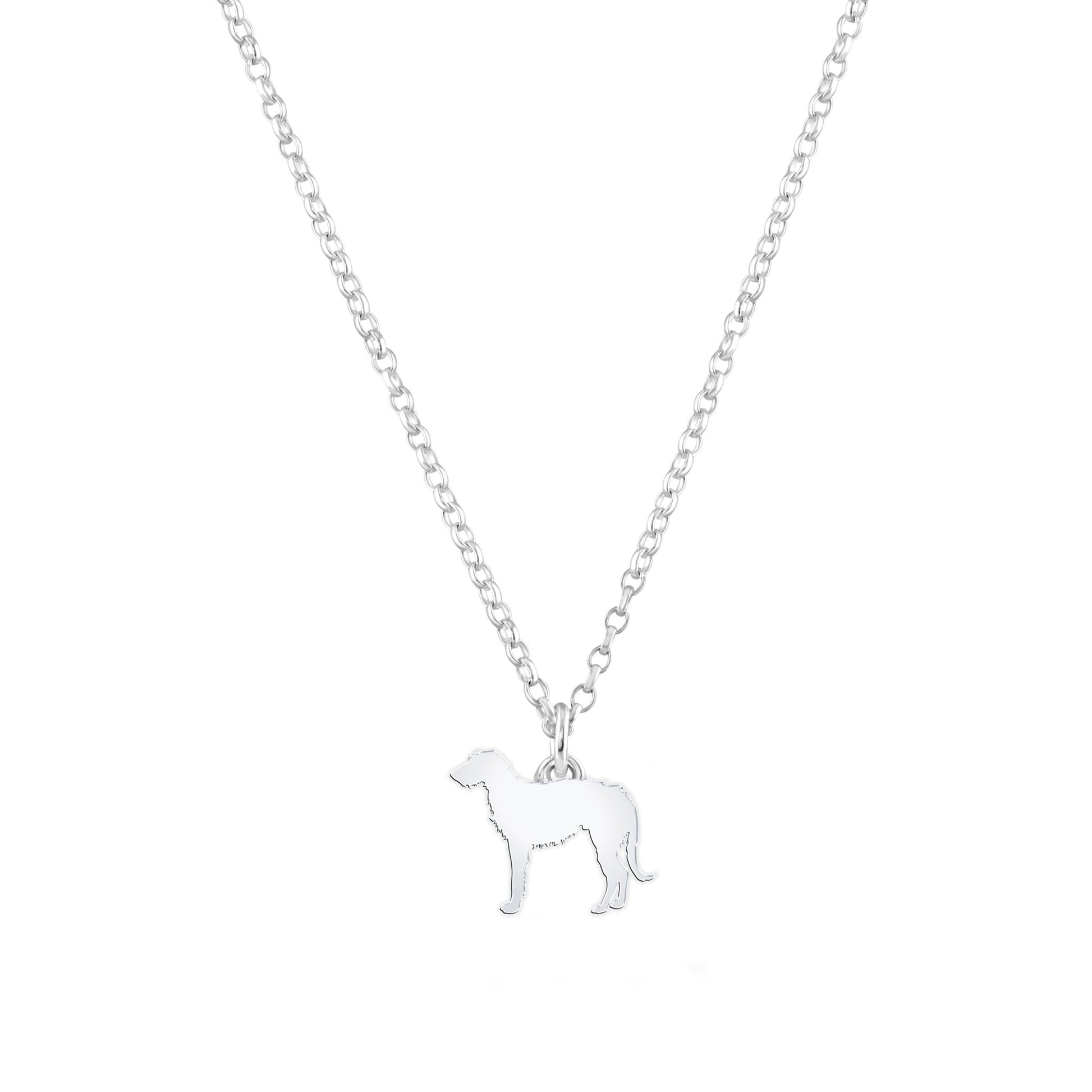 Deerhound Silhouette Silver Necklace - Personalised - MYLEE London