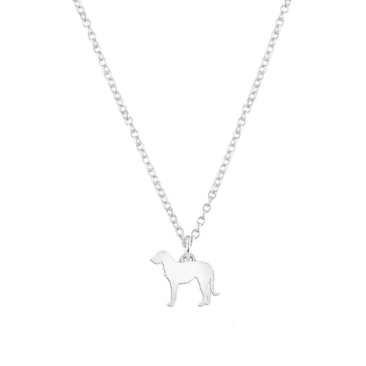 Deerhound Silhouette Silver Necklace - Personalised - MYLEE London