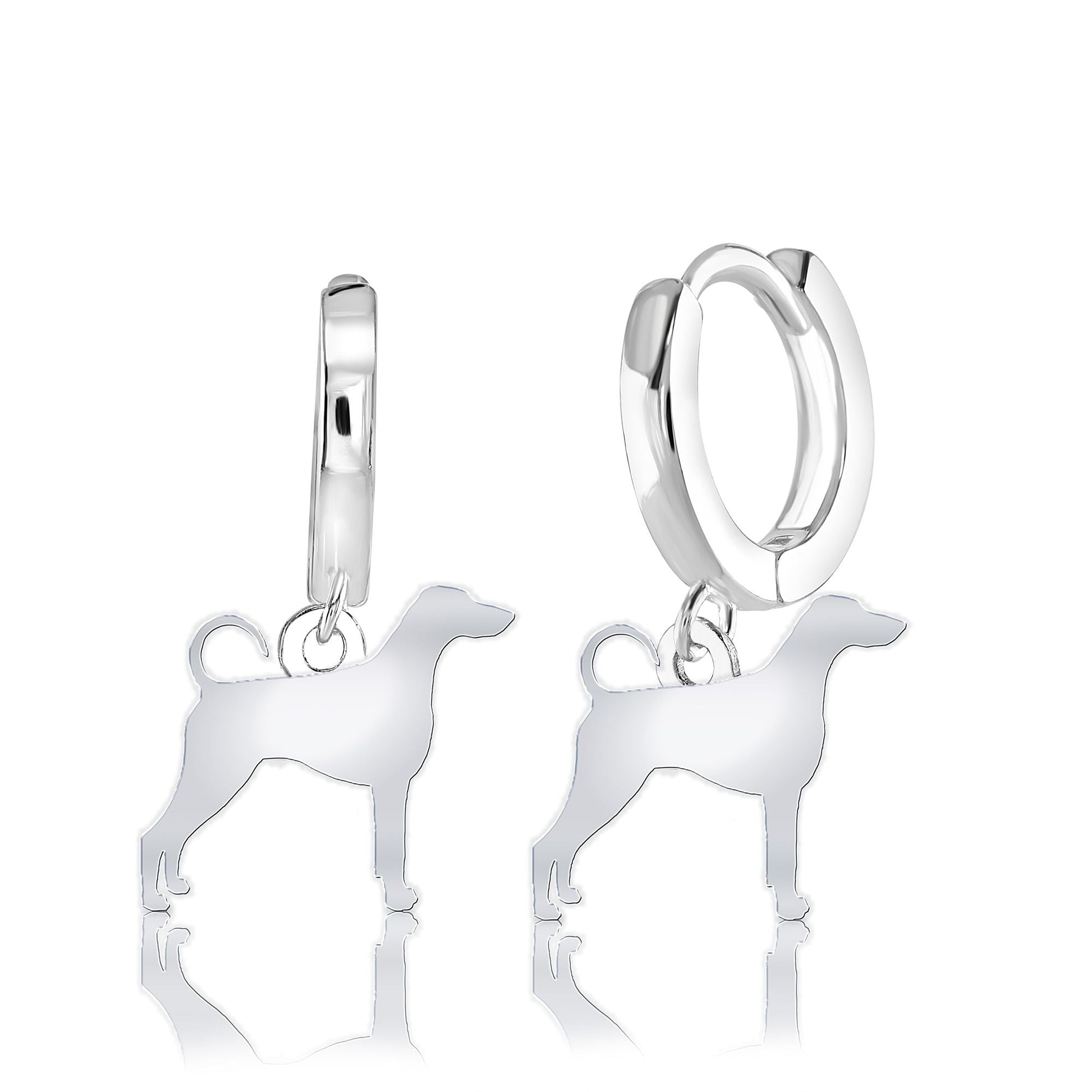 Dobermann Silhouette Silver Earrings - MYLEE London