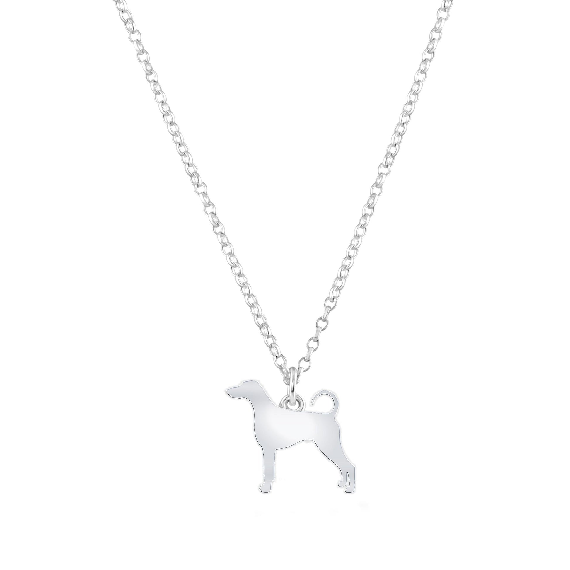 Dobermann Silhouette Silver Necklace - Personalised - MYLEE London