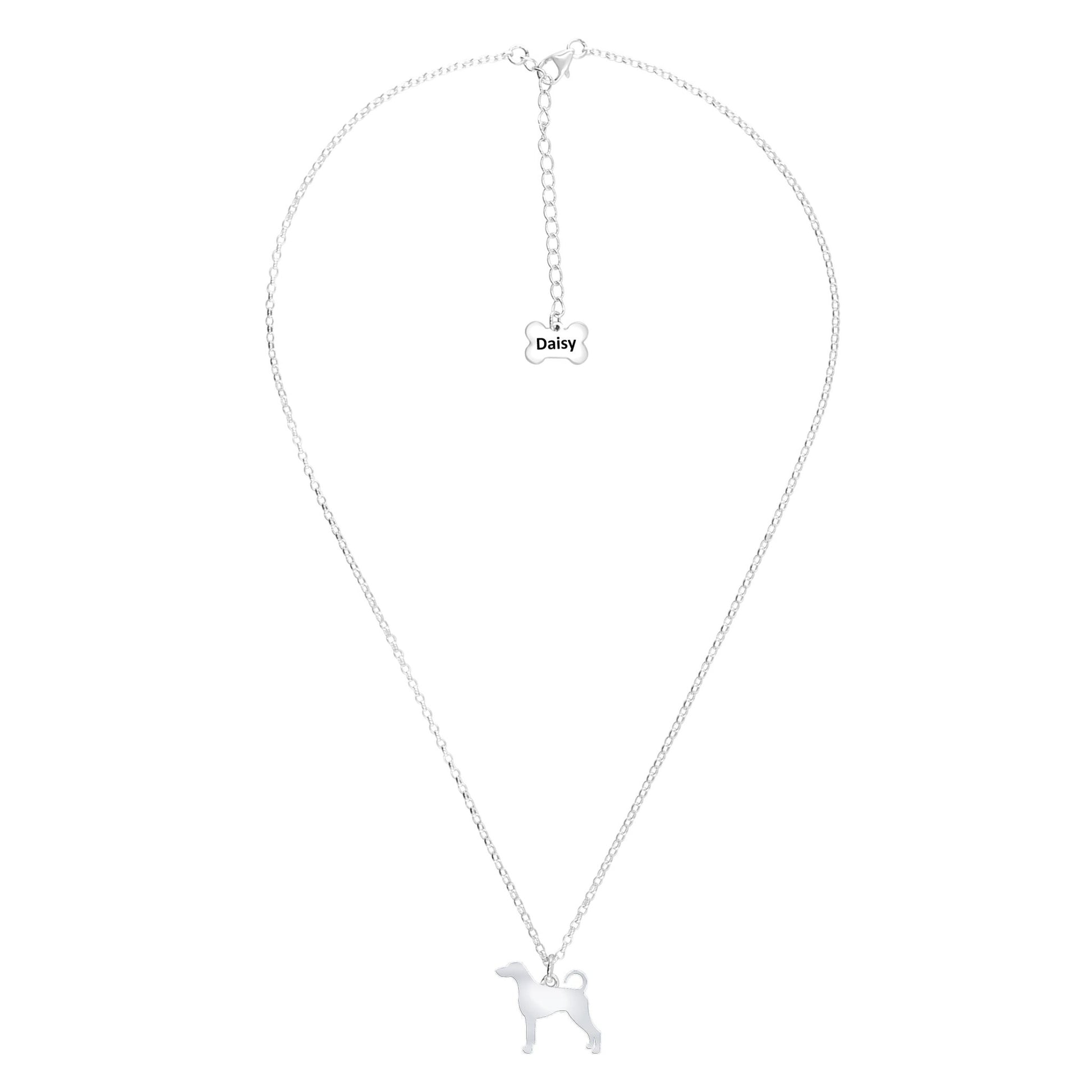 Dobermann Silhouette Silver Necklace - Personalised - MYLEE London