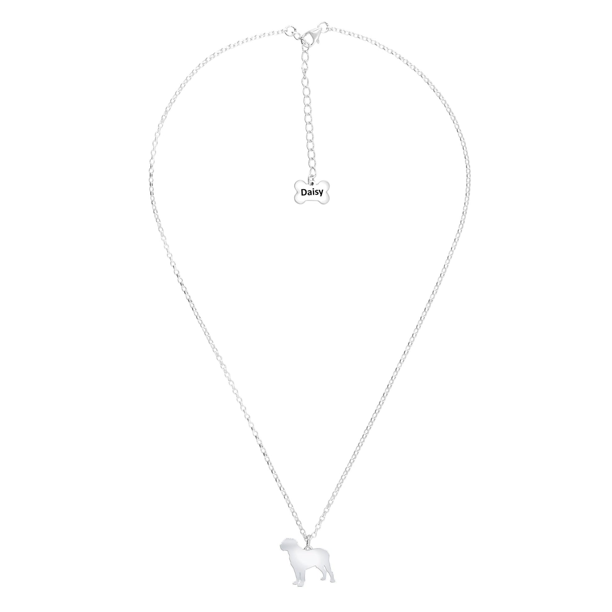 Dogue De Bordeaux Silhouette Silver Necklace - Personalised - MYLEE London
