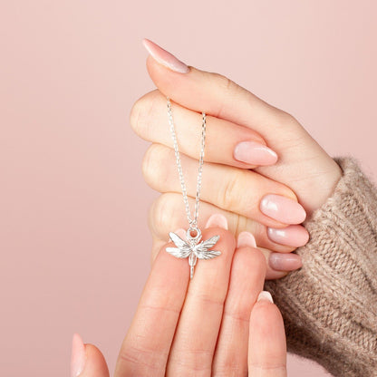 Dragonfly Silver Necklace - Personalised - MYLEE London