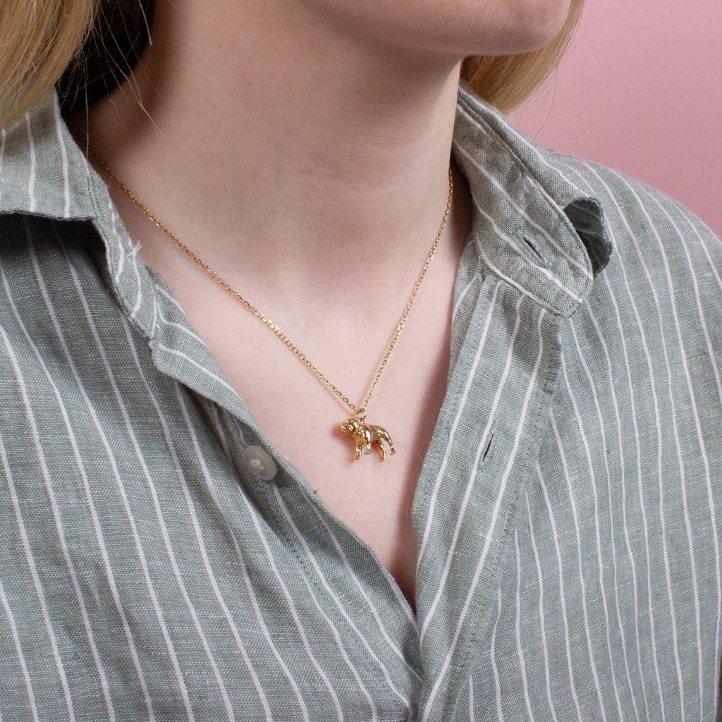 English Bulldog Gold Necklace - Personalised - MYLEE London