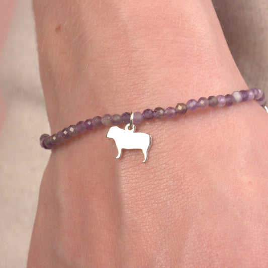 English Bulldog Silhouette Crystal Bracelet - Personalised - MYLEE London