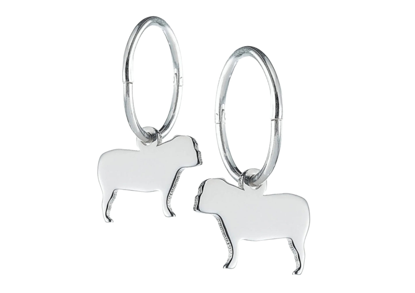 English Bulldog Silhouette Silver Earrings - MYLEE London