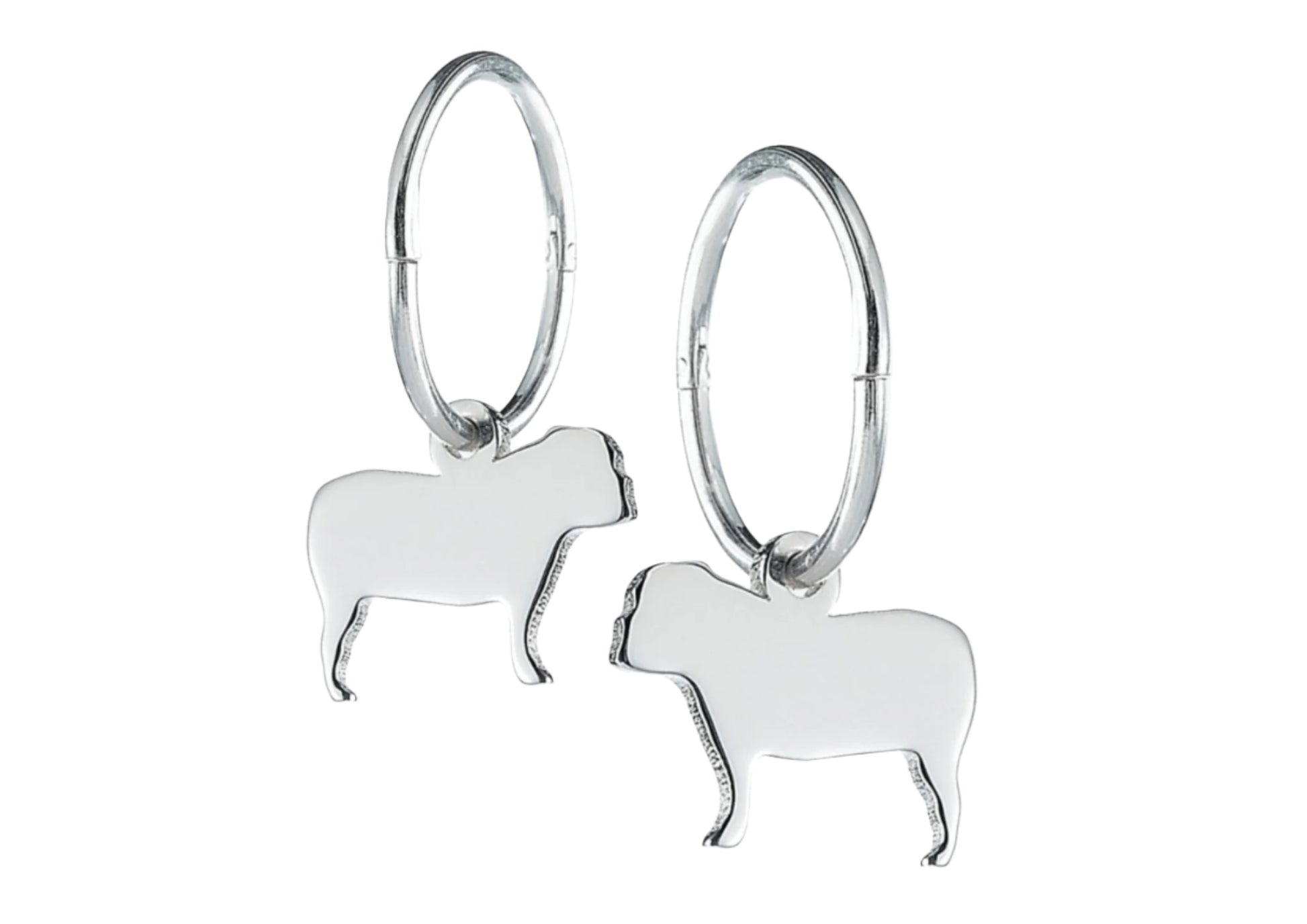 English Bulldog Silhouette Silver Earrings - MYLEE London