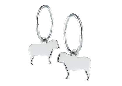 English Bulldog Silhouette Silver Earrings - MYLEE London