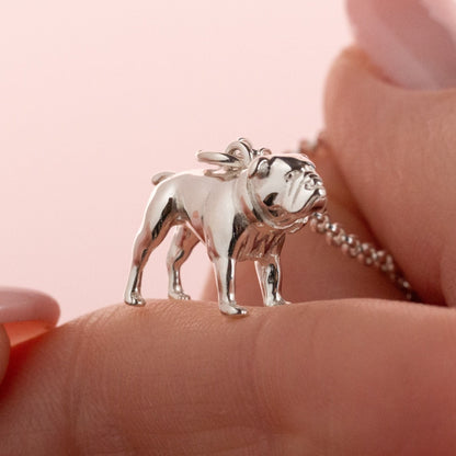 English Bulldog Silver Necklace - Personalised - MYLEE London