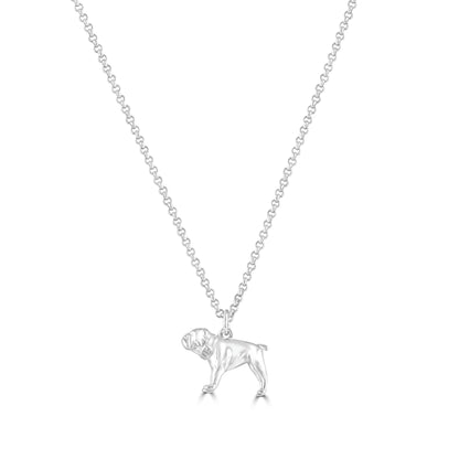 English Bulldog Silver Necklace - Personalised - MYLEE London
