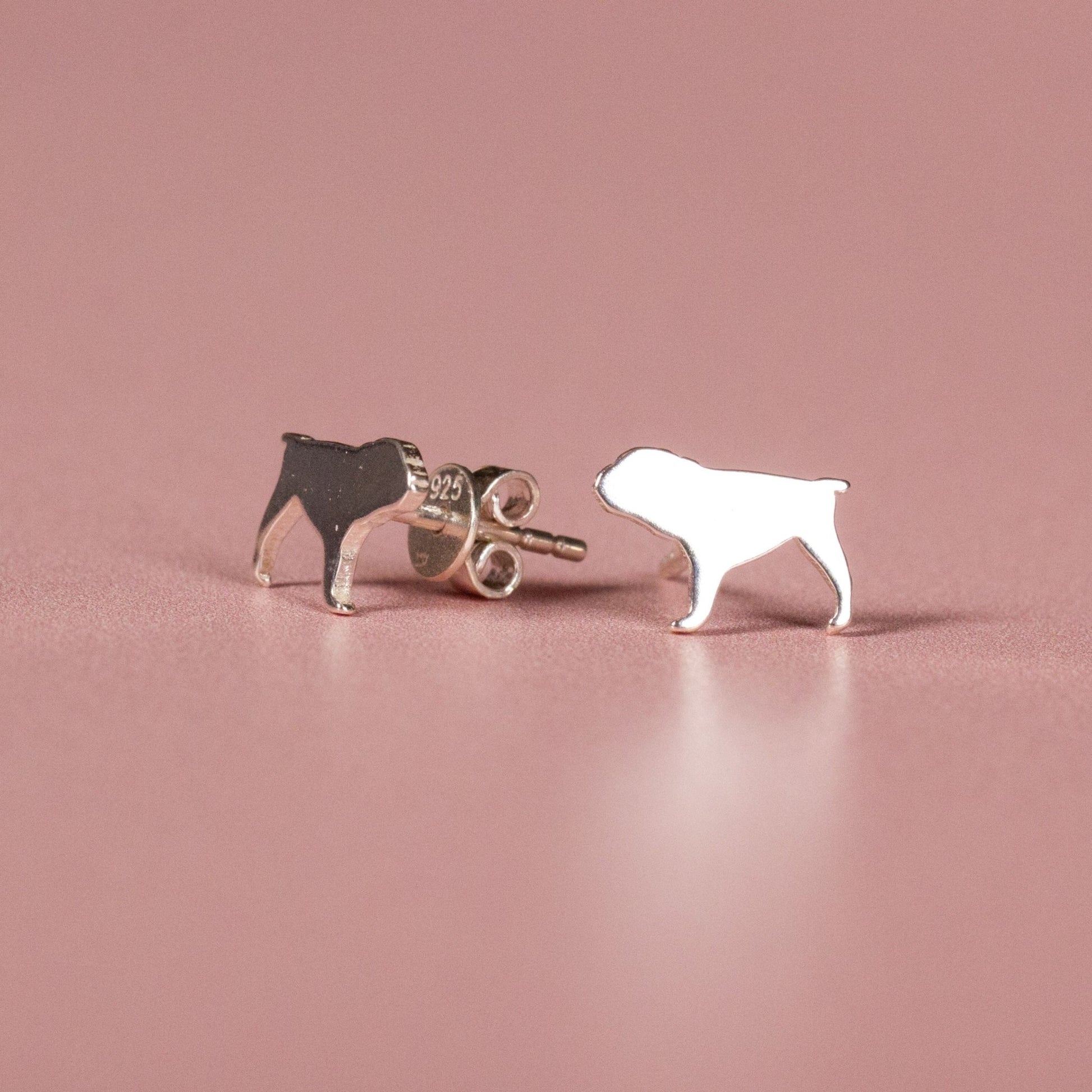 English Bulldog Silver Stud Earrings - MYLEE London