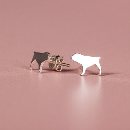 English Bulldog Silver Stud Earrings - MYLEE London