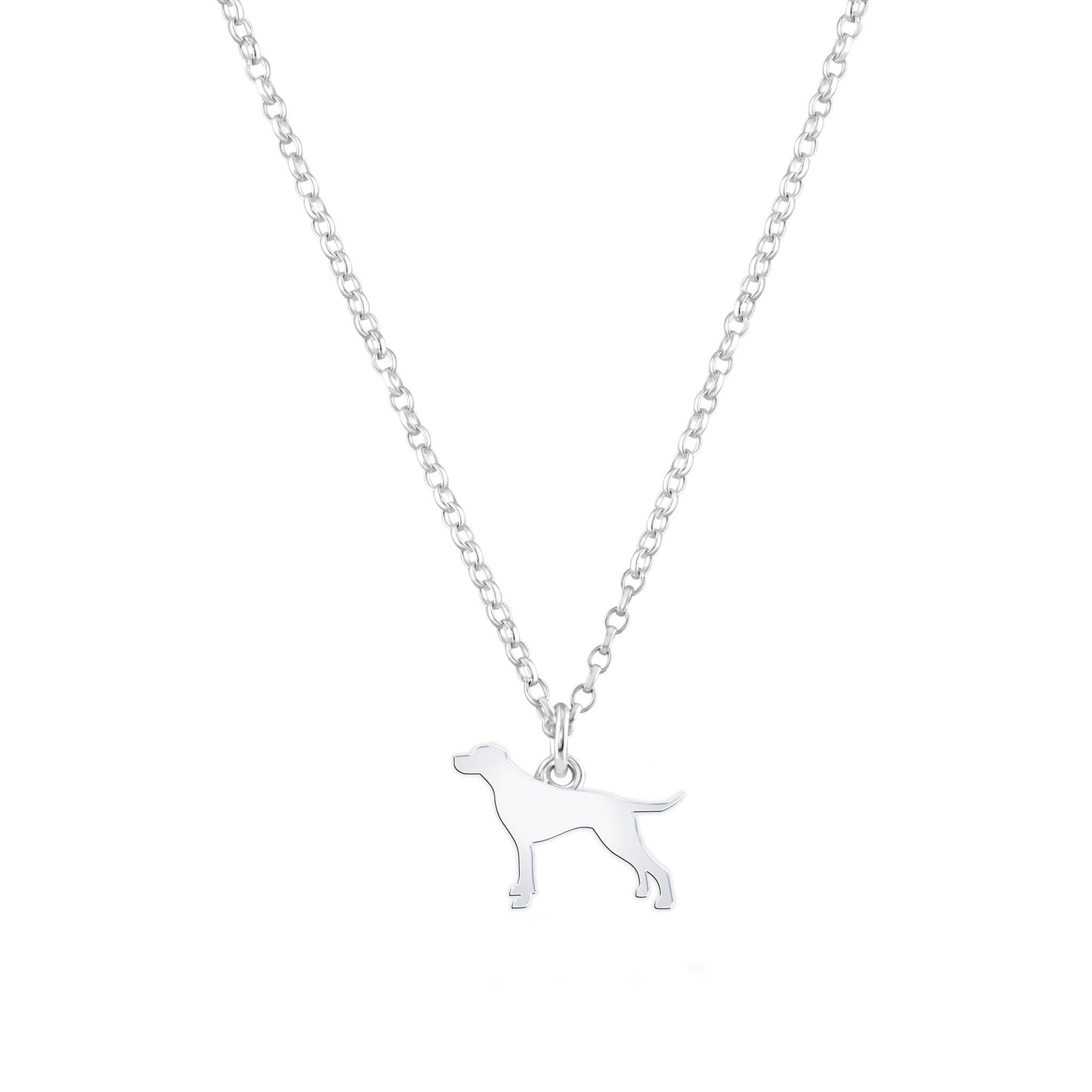 English Pointer Silhouette Silver Necklace - Personalised - MYLEE London