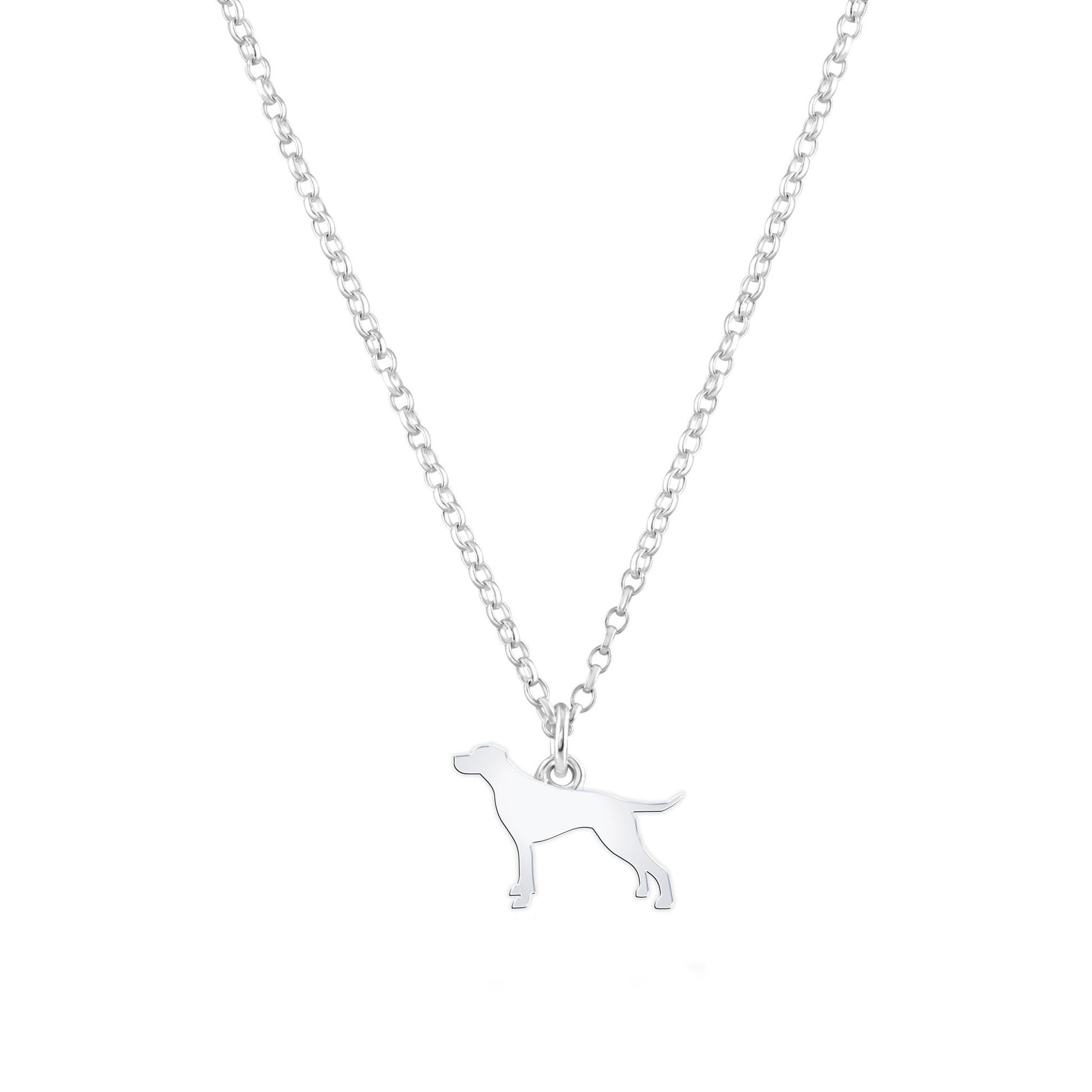 English Pointer Silhouette Silver Necklace - Personalised - MYLEE London