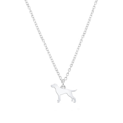 English Pointer Silhouette Silver Necklace - Personalised - MYLEE London