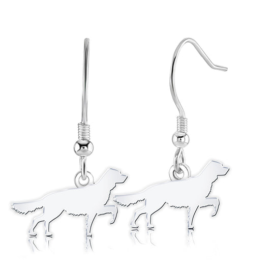 English Setter Silhouette Silver Earrings - MYLEE London
