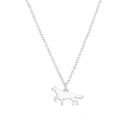 English Setter Silhouette Silver Necklace - Personalised - MYLEE London