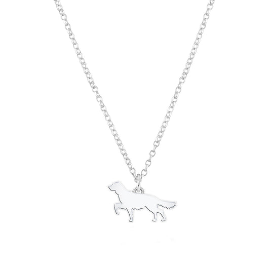 English Setter Silhouette Silver Necklace - Personalised - MYLEE London