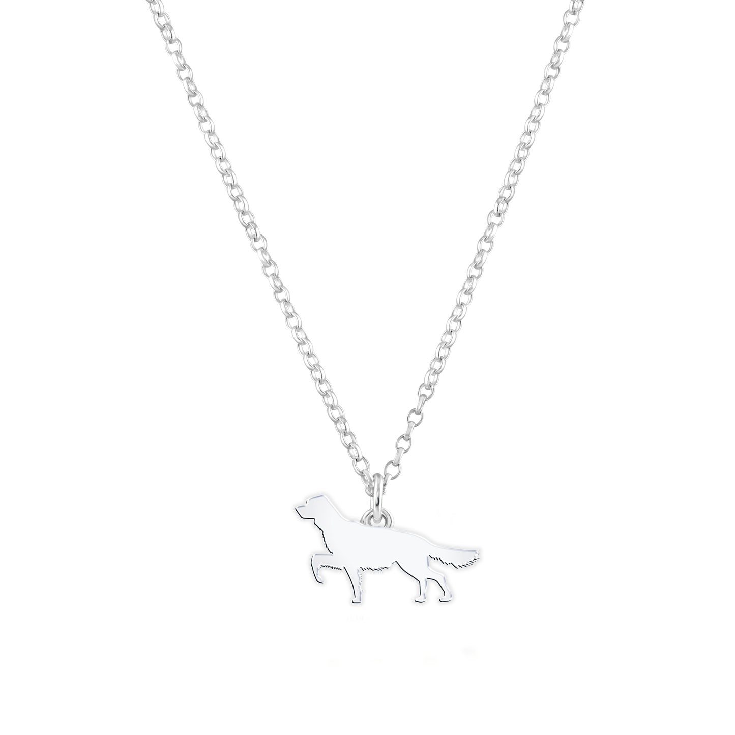 English Setter Silhouette Silver Necklace - Personalised - MYLEE London