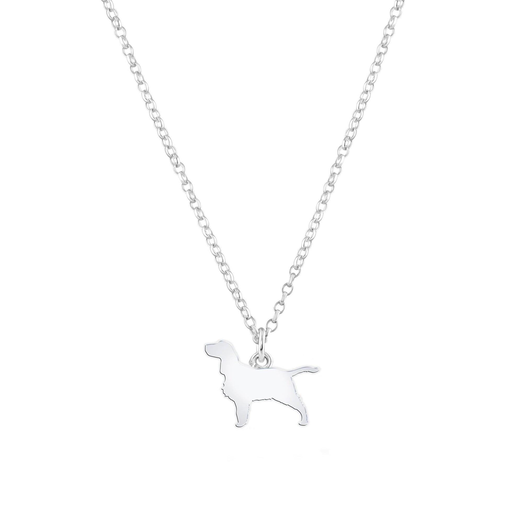English Springer Spaniel Silhouette Silver Necklace - Personalised - MYLEE London
