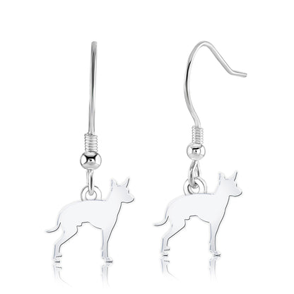 English Toy Terrier Silhouette Silver Earrings - MYLEE London