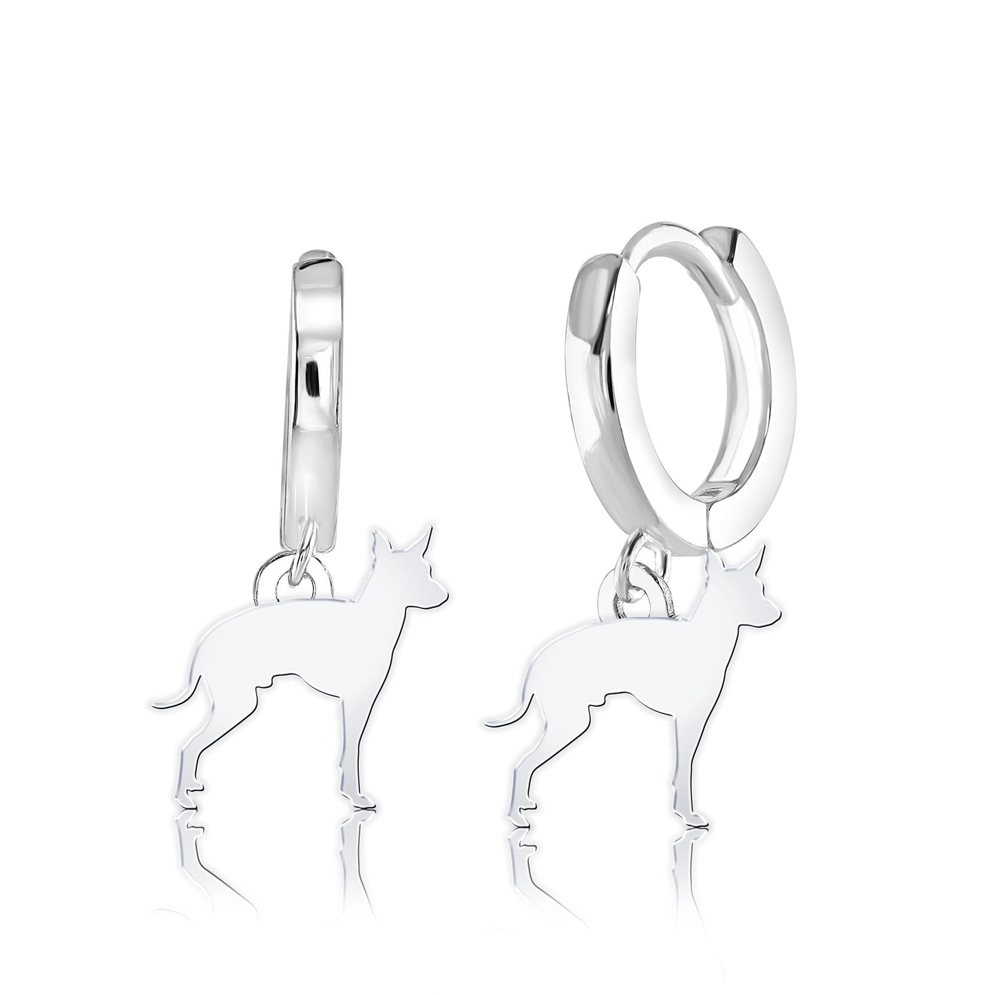 English Toy Terrier Silhouette Silver Earrings - MYLEE London