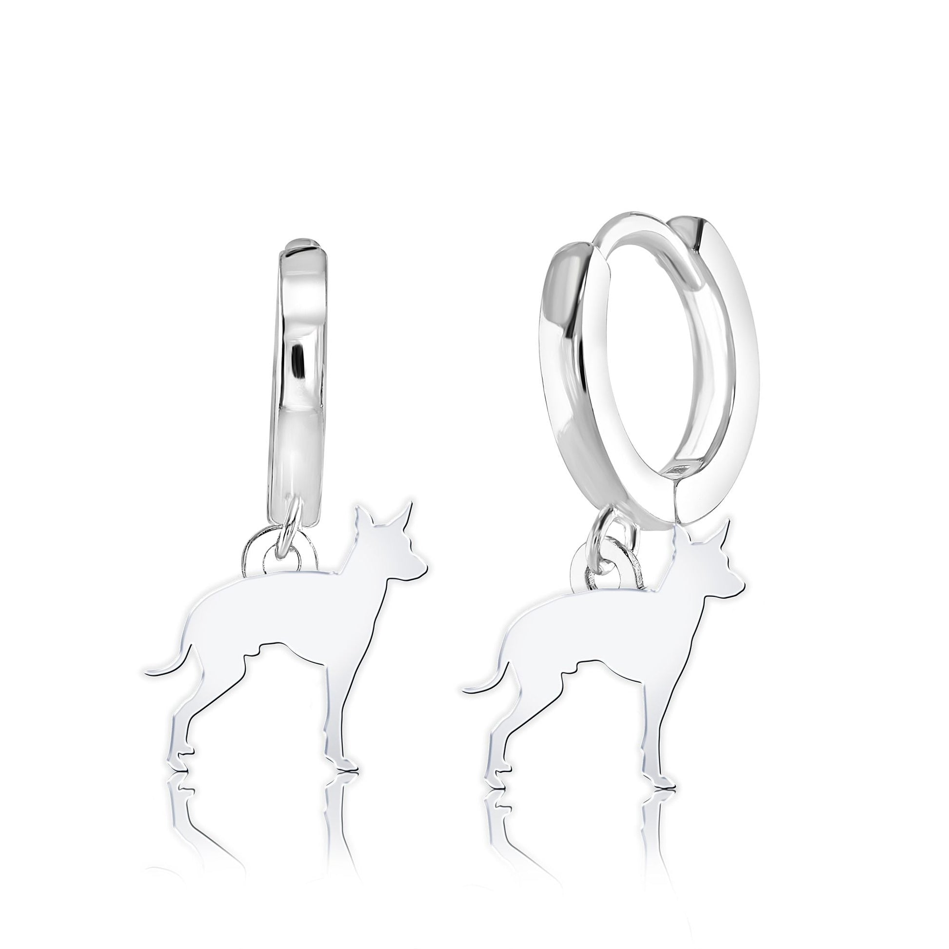 English Toy Terrier Silhouette Silver Earrings - MYLEE London