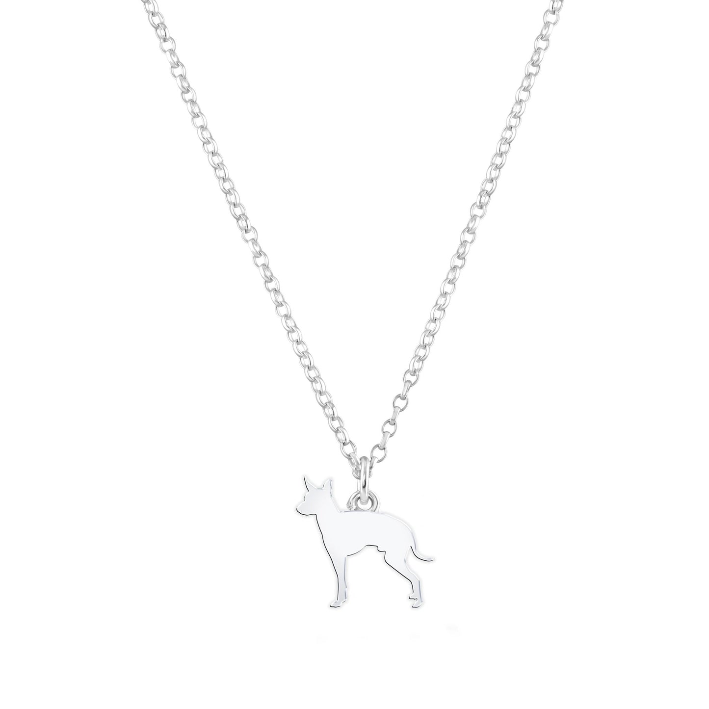 English Toy Terrier Silhouette Silver Necklace - Personalised - MYLEE London