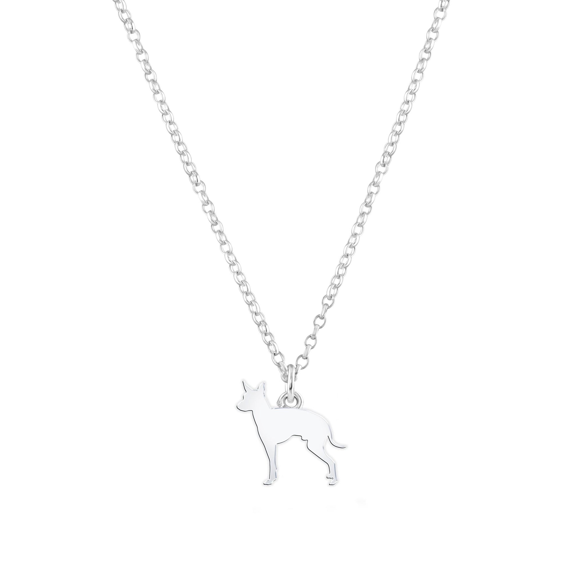 English Toy Terrier Silhouette Silver Necklace - Personalised - MYLEE London