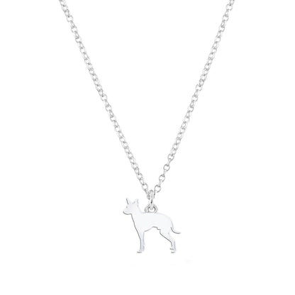 English Toy Terrier Silhouette Silver Necklace - Personalised - MYLEE London