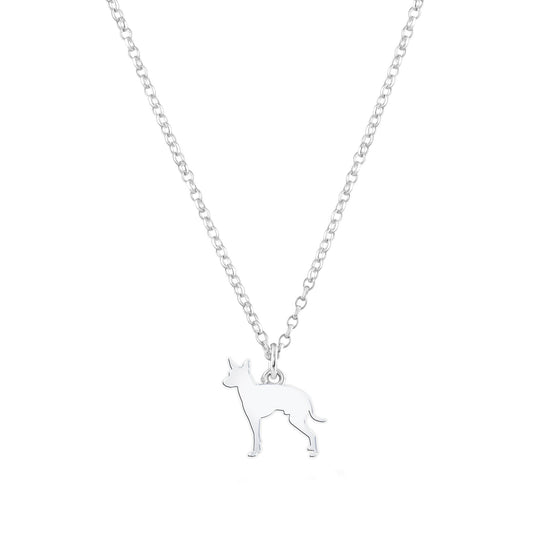 English Toy Terrier Silhouette Silver Necklace - Personalised - MYLEE London