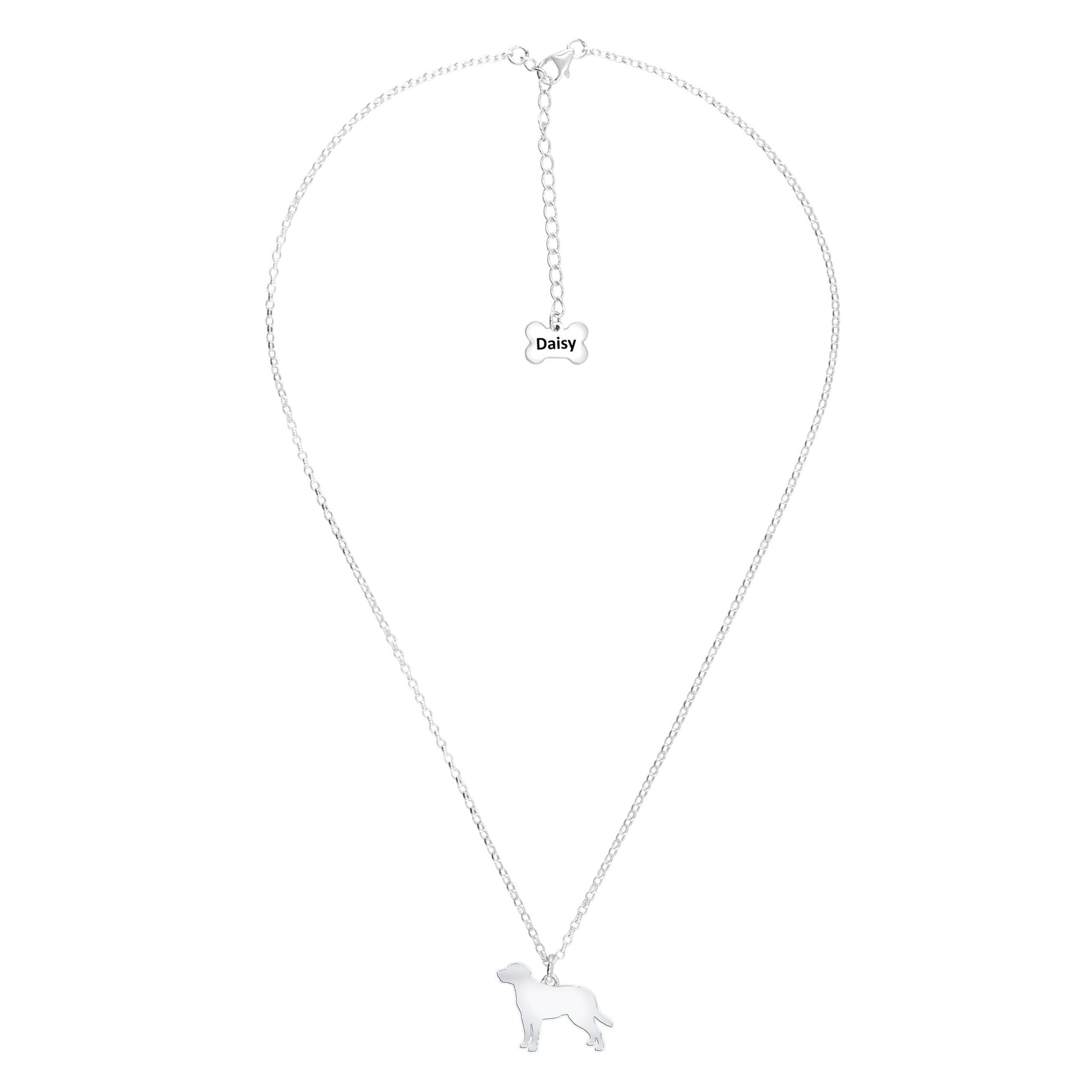 Entlebucher Mountain Dog Silhouette Silver Necklace - Personalised - MYLEE London