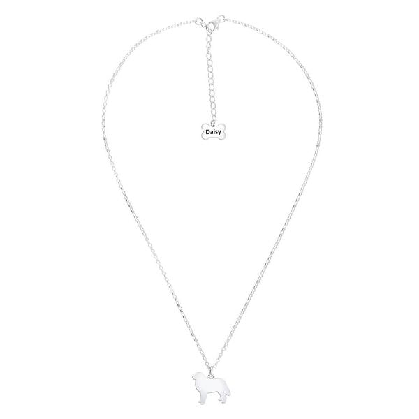 Estrela Mountain Dog Silhouette Silver Necklace - Personalised - MYLEE London