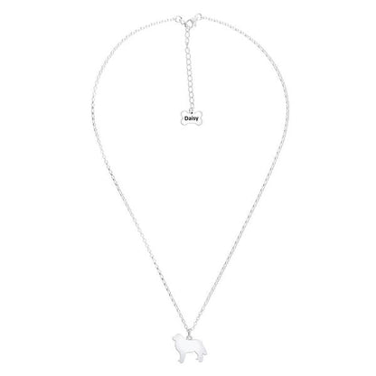 Estrela Mountain Dog Silhouette Silver Necklace - Personalised - MYLEE London