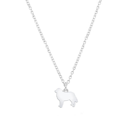 Estrela Mountain Dog Silhouette Silver Necklace - Personalised - MYLEE London