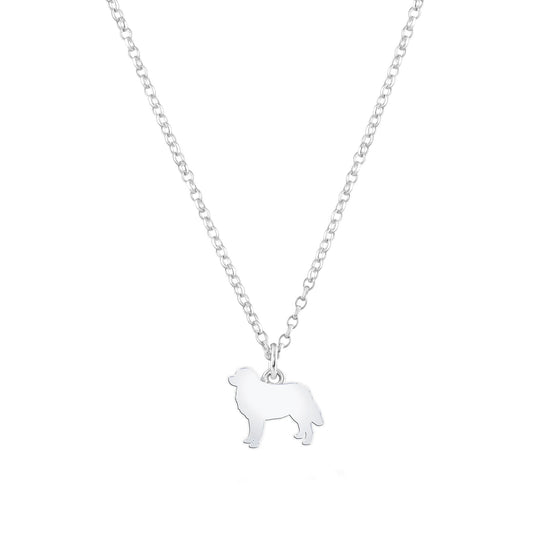 Estrela Mountain Dog Silhouette Silver Necklace - Personalised - MYLEE London