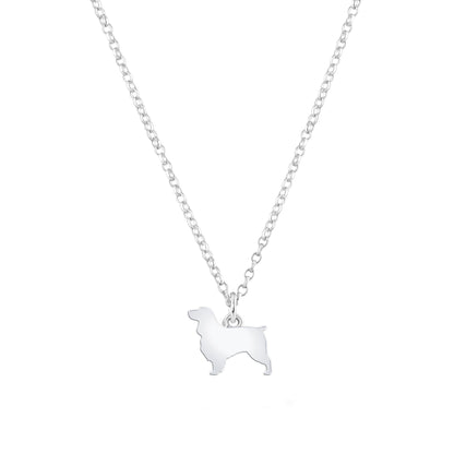 Field Spaniel Silhouette Silver Necklace - Personalised - MYLEE London