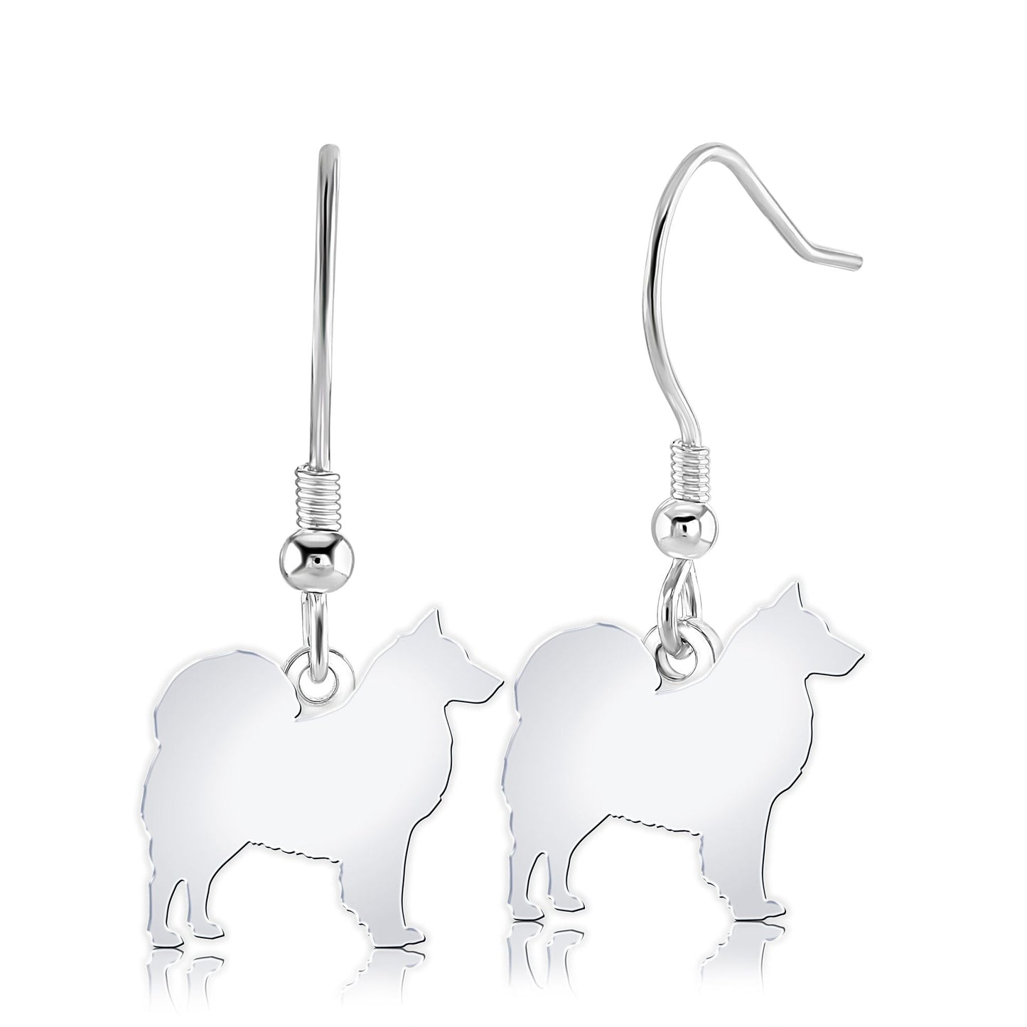 Finnish Lapphund Silhouette Silver Earrings - MYLEE London