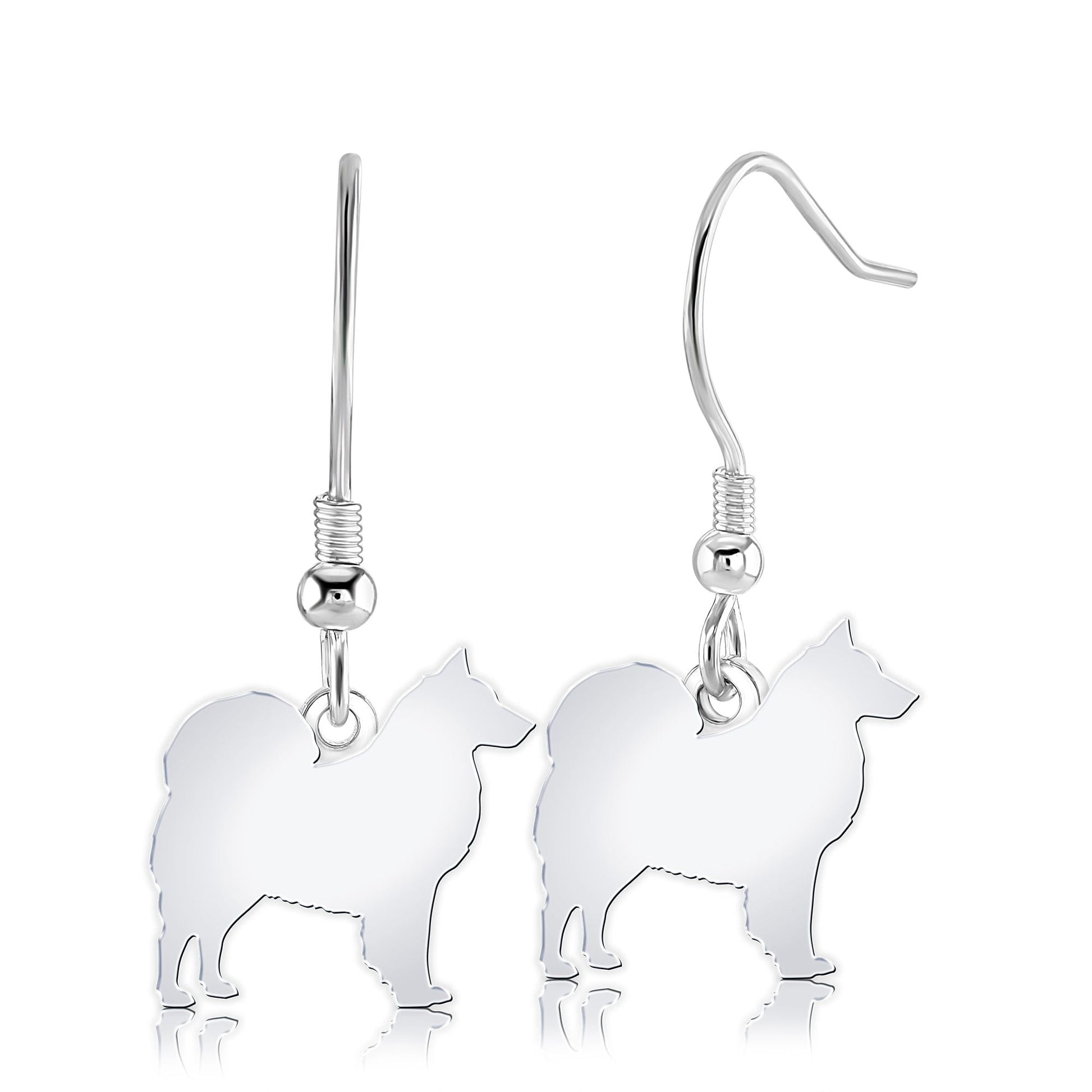 Finnish Lapphund Silhouette Silver Earrings - MYLEE London