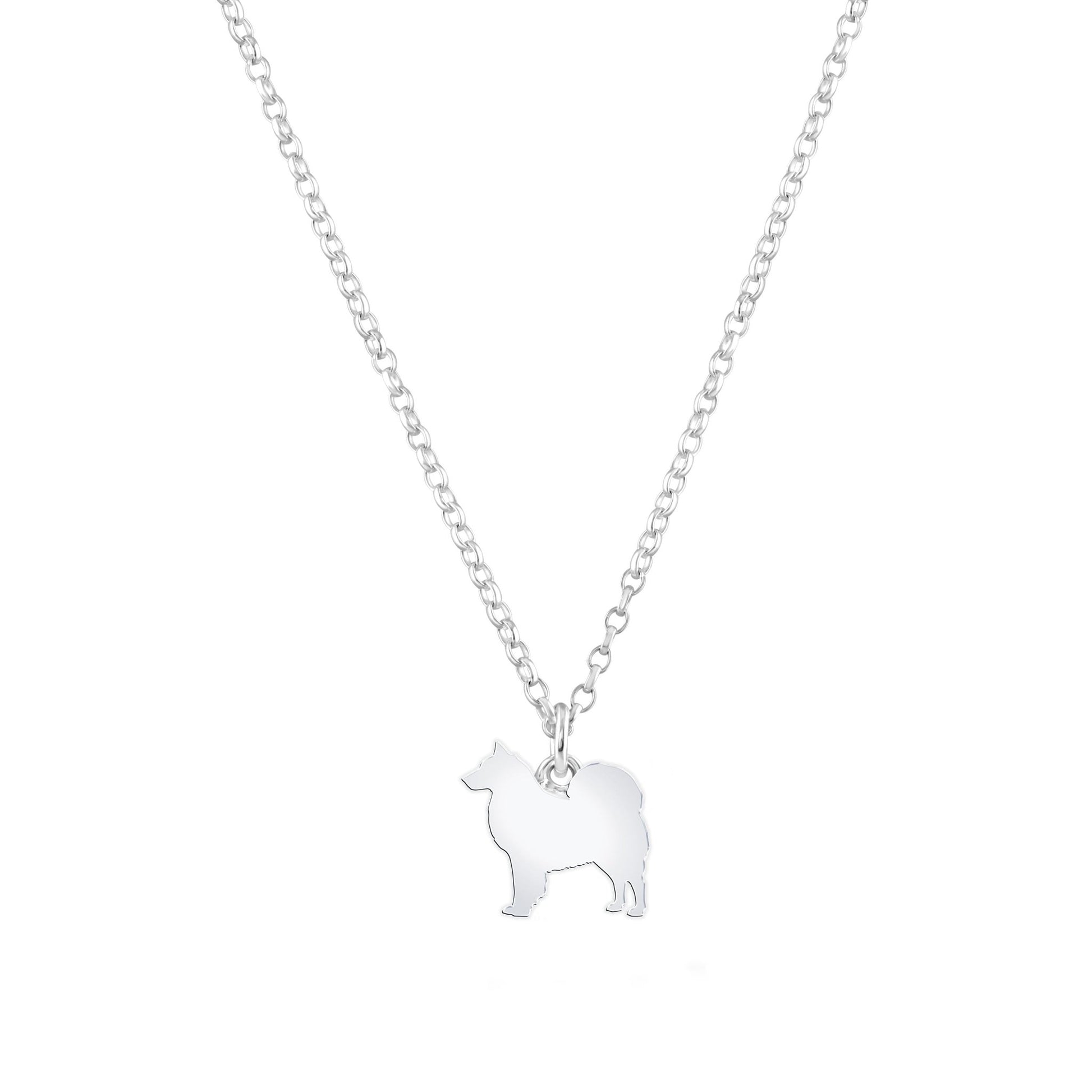 Finnish Lapphund Silhouette Silver Necklace - Personalised - MYLEE London