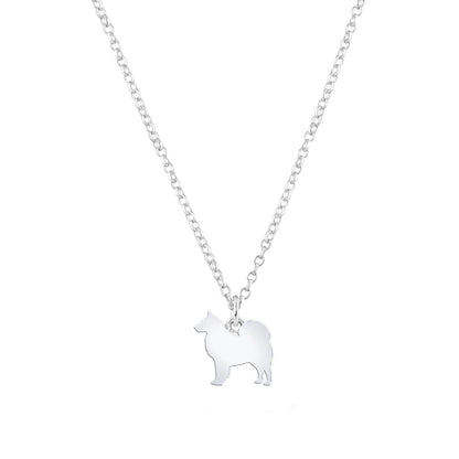 Finnish Lapphund Silhouette Silver Necklace - Personalised - MYLEE London