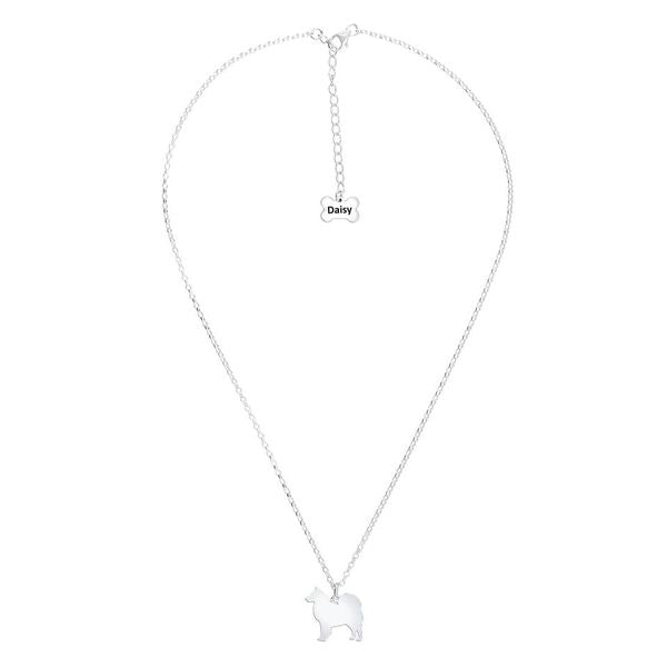 Finnish Lapphund Silhouette Silver Necklace - Personalised - MYLEE London